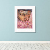 Boeddha Roze Lotus Waterverf Canvas 16x20 Afdruk (Insitu (Houten vloer))