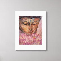 Boeddha Roze Lotus Waterverf Canvas 16x20