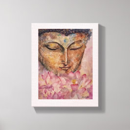 Boeddha Roze Lotus Waterverf Canvas Print