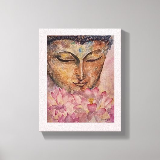 Boeddha Roze Lotus Waterverf Canvas Print (Voorkant)