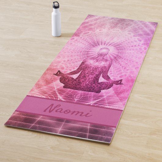 Boeddha roze paarse meditatie monogram yogamat (In situ)