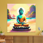 Boeddha - Serene Kusten van Verlichting  Canvas Afdruk (Insitu (Woonkamer))