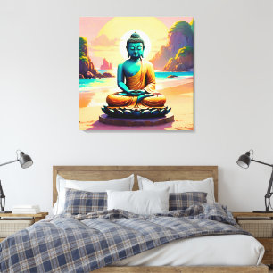 Boeddha - Serene Kusten van Verlichting Canvas Afdruk