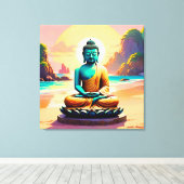 Boeddha - Serene Kusten van Verlichting  Canvas Afdruk (Insitu (Houten vloer))