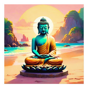 Boeddha - Serene Kusten van Verlichting Foto Afdruk