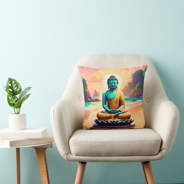 Boeddha - Serene Kusten van Verlichting  Kussen (Stoel)