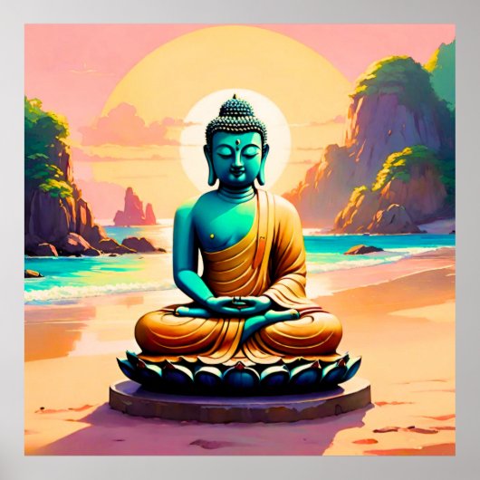Boeddha - Serene Kusten van Verlichting Poster (Voorkant)