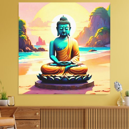 Boeddha - Serene oevers van verlichting Canvas Afdruk (Insitu (Woonkamer))