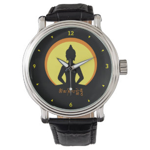 Boeddha Shakyamuni & SunDisc / Licht 's nachts Horloge