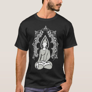Boeddha silhouet voor meditatie yoga met mandala t-shirt