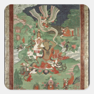 Boeddha snijdt een haar vierkante sticker