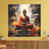 Boeddha Spirituele kunst die de aarde verlicht Canvas Afdruk (Insitu (Woonkamer))