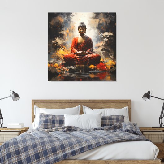 Boeddha Spirituele kunst die de aarde verlicht Canvas Afdruk (Insitu (Slaapkamer))