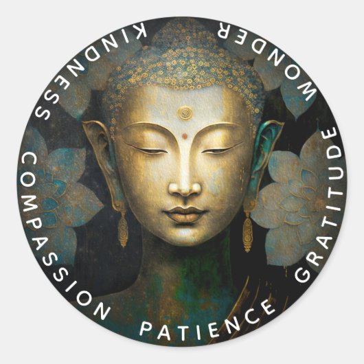 Boeddha, Spirituele Meditatie Ronde Sticker (Voorkant)