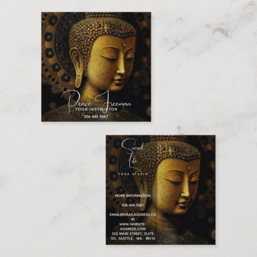 Boeddha, Spirituele Meditatie Vierkante Visitekaartje (Voorkant / Achterkant)