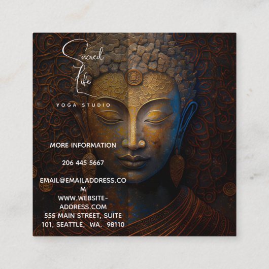Boeddha, Spirituele Meditatie Vierkante Visitekaartje (Achterkant)