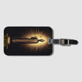 Boeddha staat te midden van stralend licht. bagagelabel (Voorkant (horizontaal))