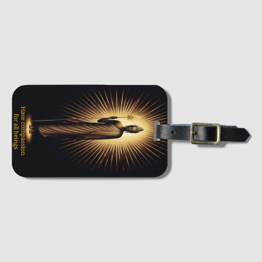 Boeddha staat te midden van stralend licht. bagagelabel (Voorkant (horizontaal))