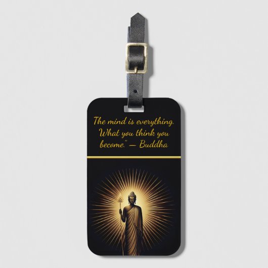 Boeddha staat te midden van stralend licht. bagagelabel (Voorkant (verticaal))