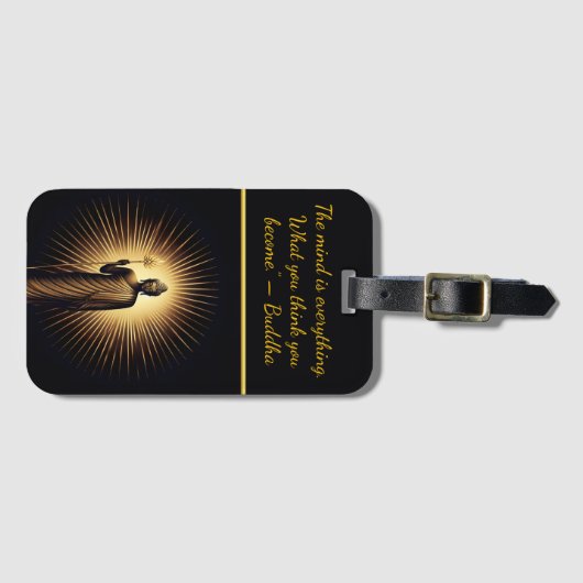 Boeddha staat te midden van stralend licht. bagagelabel (Voorkant (horizontaal))