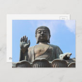 Boeddha-standbeeld in Blue Sky, hand verhoogd Briefkaart (Voorkant / Achterkant)