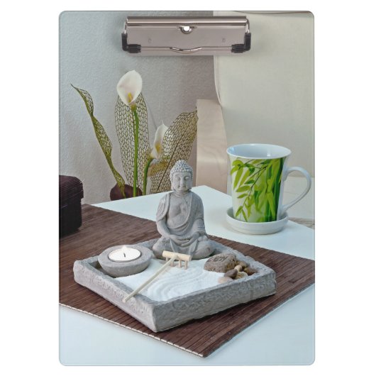 Boeddha-standbeeld in Zen Rock Garden Clipboard Klembord (Voorkant)
