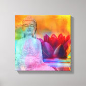 Boeddha-standbeeld & Lotus in water Canvas Afdruk (Voorkant)