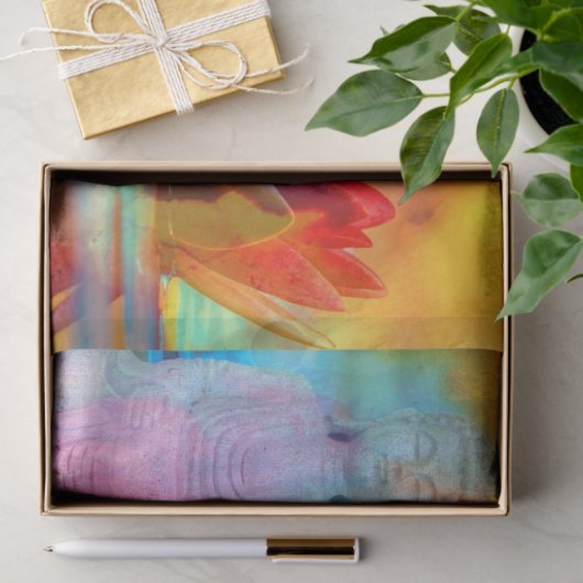 Boeddha-standbeeld & Lotus in water Tissuepapier (Geschenk)