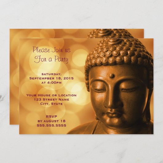 Boeddha-standbeeld met Bokeh Lights Generische Par Kaart (Voorkant / Achterkant)