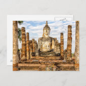 Boeddha-standbeeld, Wat Mahadat, Sukhothai Histori Briefkaart (Voorkant / Achterkant)