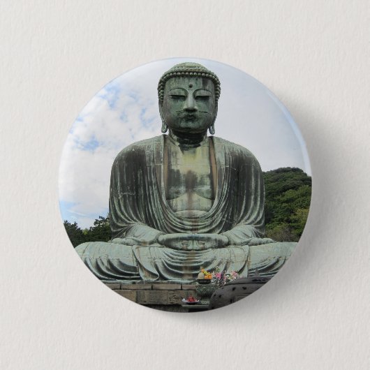 Boeddha Statue Boeddhisme Ronde Button 5,7 Cm (Voorkant)