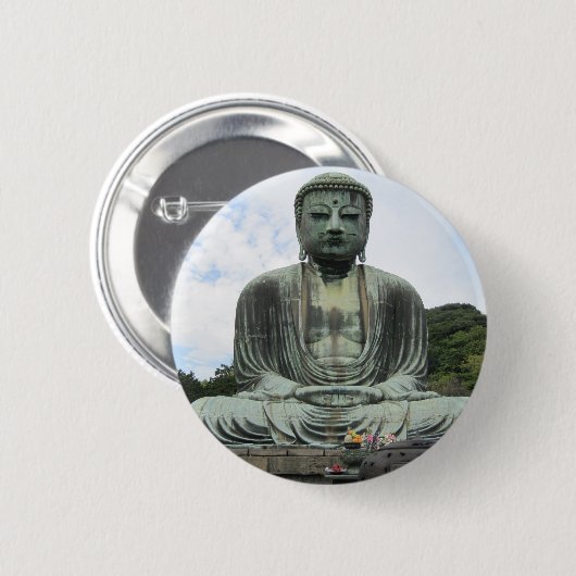 Boeddha Statue Boeddhisme Ronde Button 5,7 Cm (Voorkant /achterkant)