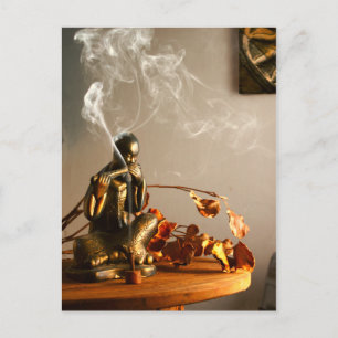 Boeddha Statue Prayer Room Incense Briefkaart
