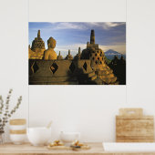 Boeddha Statue, Stupas en Volcano, Borobudur Poster (Keuken)