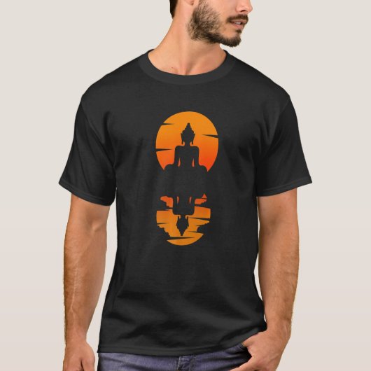 Boeddha Sunset Meditation Buddhism India Boeddhist T-shirt (Voorkant)