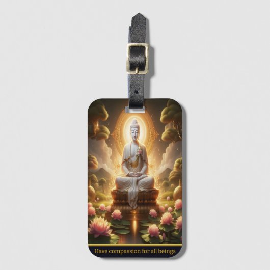 Boeddha te midden van lotusbloemen. bagagelabel (Voorkant (verticaal))