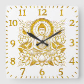 Boeddha te midden van lotusbloemen vierkante klok (Voorkant)