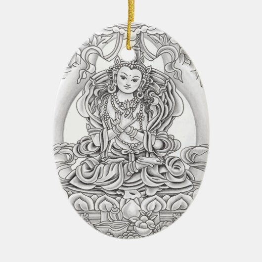 boeddha van de ovalornament compassion oval keramisch ornament (Voorkant)