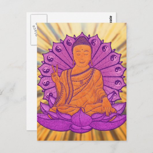 Boeddha verlicht briefkaart (Voorkant / Achterkant)