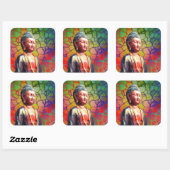 Boeddha Vierkante Sticker (Vel)