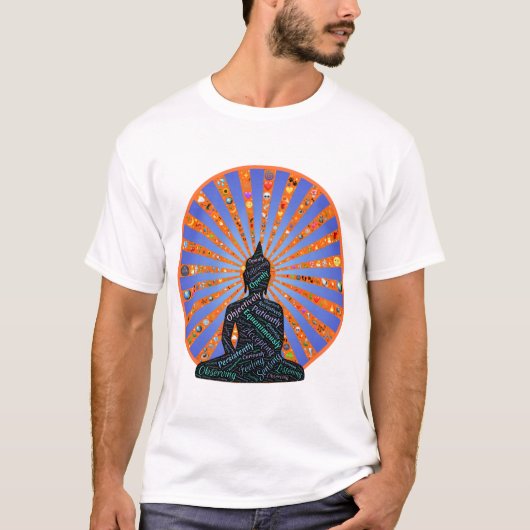 Boeddha voor een wiel van symbolen t-shirt (Voorkant)