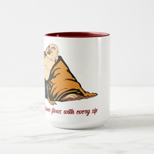 Boeddha waar geluk stroomt met elk slokje mok (Midden)