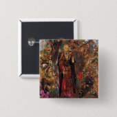 Boeddha wandelen tussen de bloemen vierkante button 5,1 cm (Voorkant /achterkant)