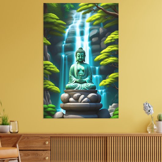 Boeddha waterval canvas afdruk (Insitu (Woonkamer))