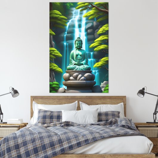 Boeddha waterval canvas afdruk (Insitu (Slaapkamer))