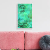 Boeddha Zen Garden in Blue en Green Shades Canvas Afdruk (Insitu (Woonkamer))