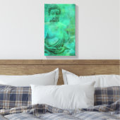 Boeddha Zen Garden in Blue en Green Shades Canvas Afdruk (Insitu (Slaapkamer))
