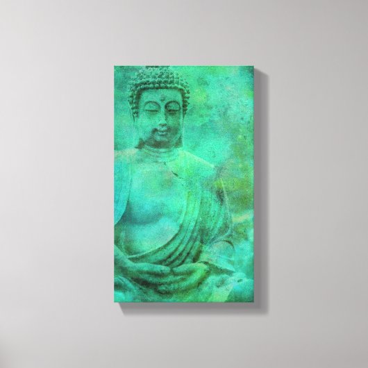 Boeddha Zen Garden in Blue en Green Shades Canvas Afdruk (Voorkant)