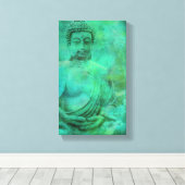 Boeddha Zen Garden in Blue en Green Shades Canvas Afdruk (Insitu (Houten vloer))