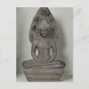 Boeddha zit in meditatie op de Naga, Angkor Briefkaart